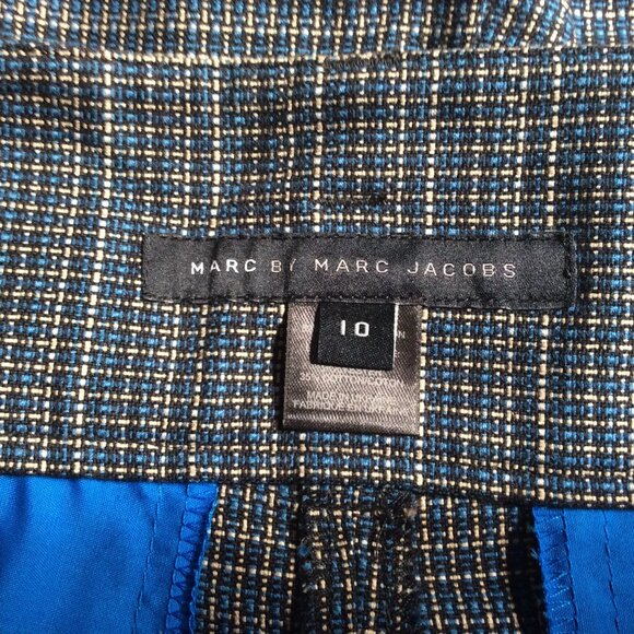 Early 2000 Marc Jacobs high waisted blue tartan short shorts, size 10 - Picture 3 of 3